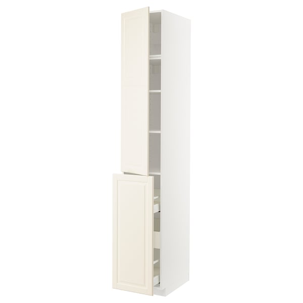 METOD / MAXIMERA hc w p-o func 3drw/1dr/2shlv, white/Bodbyn off-white, 40x60x240 cm