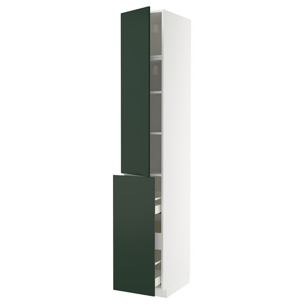 METOD / MAXIMERA hc w p-o func 3drw/1dr/2shlv, white/Havstorp deep green, 40x60x240 cm