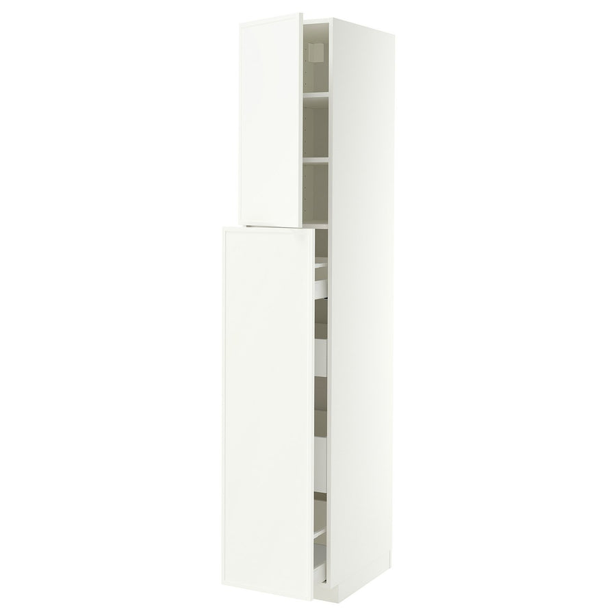 METOD / MAXIMERA hc w p-o func 4drw/1dr/2shlv, white/Aspudden matt white, 40x60x220 cm