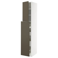 METOD / MAXIMERA hc w p-o func 4drw/1dr/2shlv, white/Havstorp brown-beige, 40x60x220 cm