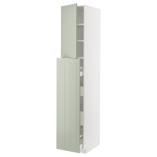 METOD / MAXIMERA hc w p-o func 4drw/1dr/2shlv, white/Stensund light green, 40x60x220 cm