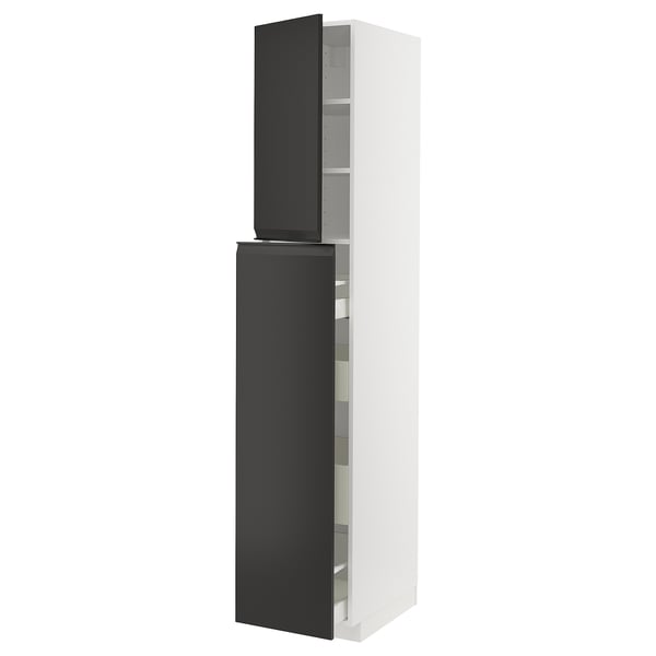 METOD / MAXIMERA hc w p-o func 4drw/1dr/2shlv, white/Upplöv matt anthracite, 40x60x220 cm