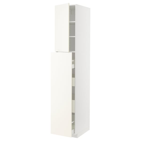 METOD / MAXIMERA hc w p-o func 4drw/1dr/2shlv, white/Vallstena white, 40x60x220 cm