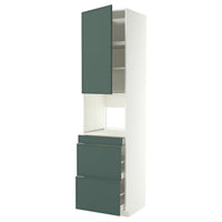 METOD / MAXIMERA hi cab f micro combi w door/3 drwrs, white/Aspudden dark grey-green, 60x60x240 cm