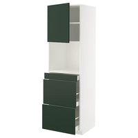 METOD / MAXIMERA hi cab f micro combi w door/3 drwrs, white/Havstorp deep green, 60x60x200 cm
