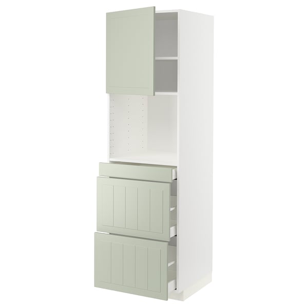 METOD / MAXIMERA hi cab f micro combi w door/3 drwrs, white/Stensund light green, 60x60x200 cm