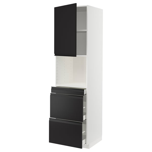 METOD / MAXIMERA hi cab f micro combi w door/3 drwrs, white/Upplöv matt anthracite, 60x60x220 cm