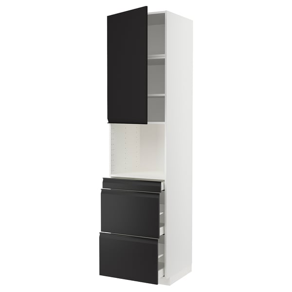 METOD / MAXIMERA hi cab f micro combi w door/3 drwrs, white/Upplöv matt anthracite, 60x60x240 cm