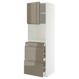 METOD / MAXIMERA hi cab f micro combi w door/3 drwrs, white/Voxtorp high-gloss dark grey-brown, 60x60x200 cm