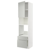 METOD / MAXIMERA high cabinet w 2 drawers for oven, white/Havstorp light grey, 60x60x140 cm