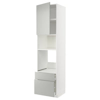 METOD / MAXIMERA high cabinet w 2 drawers for oven, white/Havstorp light grey, 60x60x140 cm