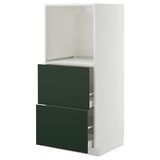 METOD / MAXIMERA high cabinet w 2 drawers for oven, white/Havstorp deep green, 60x60x140 cm