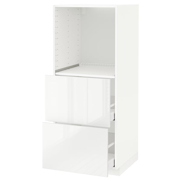 METOD / MAXIMERA high cabinet w 2 drawers for oven, white/Ringhult white, 60x60x140 cm