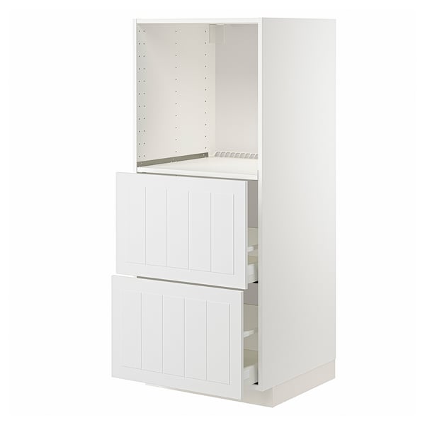 METOD / MAXIMERA high cabinet w 2 drawers for oven, white/Stensund white, 60x60x140 cm