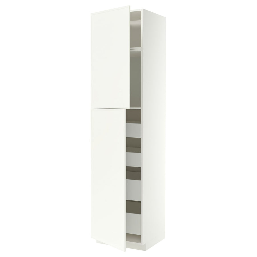 METOD / MAXIMERA hi cab w 2 doors/4 drawers, white/Aspudden matt white, 60x60x240 cm