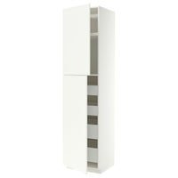 METOD / MAXIMERA hi cab w 2 doors/4 drawers, white/Aspudden matt white, 60x60x240 cm