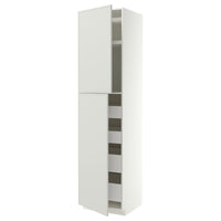 METOD / MAXIMERA hi cab w 2 doors/4 drawers, white/Aspudden light grey, 60x60x240 cm