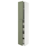 METOD / MAXIMERA hi cab w 2 doors/4 drawers, white/Axstad grey-green, 40x60x240 cm