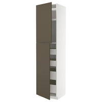 METOD / MAXIMERA hi cab w 2 doors/4 drawers, white/Havstorp brown-beige, 60x60x240 cm