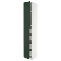 METOD / MAXIMERA hi cab w 2 doors/4 drawers, white/Havstorp deep green, 40x60x240 cm