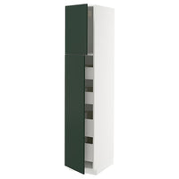 METOD / MAXIMERA hi cab w 2 doors/4 drawers, white/Havstorp deep green, 40x60x200 cm