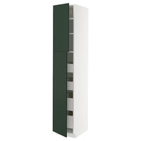 METOD / MAXIMERA hi cab w 2 doors/4 drawers, white/Havstorp deep green, 40x60x220 cm