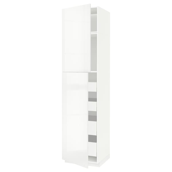 METOD / MAXIMERA hi cab w 2 doors/4 drawers, white/Ringhult white, 60x60x240 cm
