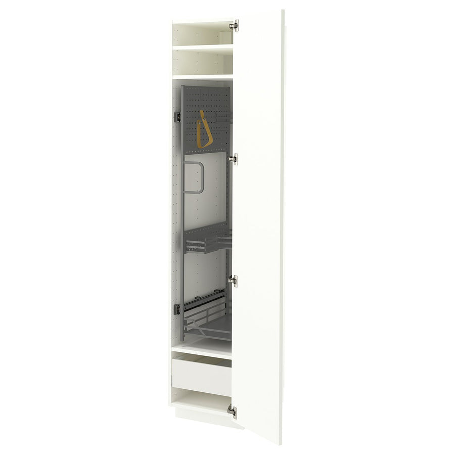 METOD / MAXIMERA high cabinet with cleaning interior, white/Aspudden matt white, 40x60x200 cm
