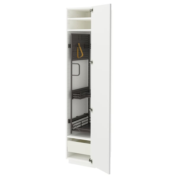 METOD / MAXIMERA high cabinet with cleaning interior, white/Axstad matt white, 40x60x200 cm