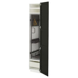 METOD / MAXIMERA high cabinet with cleaning interior, white/Lerhyttan black stained, 40x60x200 cm