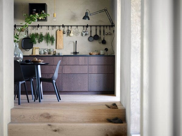 Ikea METOD / MAXIMERA - Tall cabinet with cleaning accessories, white/Sinarp brown,40x60x200 cm