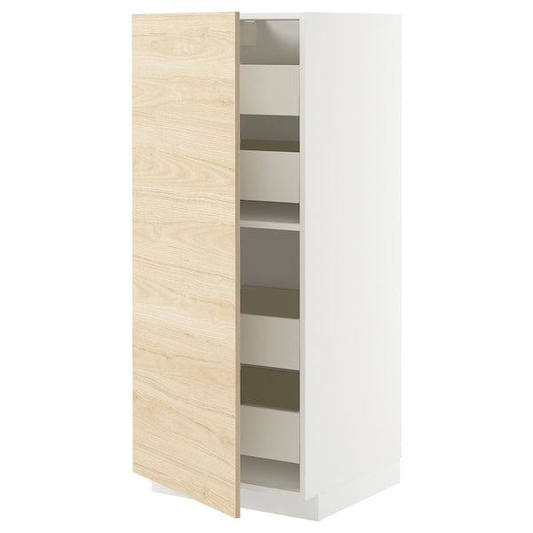 Ikea METOD / MAXIMERA - High cabinet with drawers, white/Askersund light ash effect , 60x60x140 cm