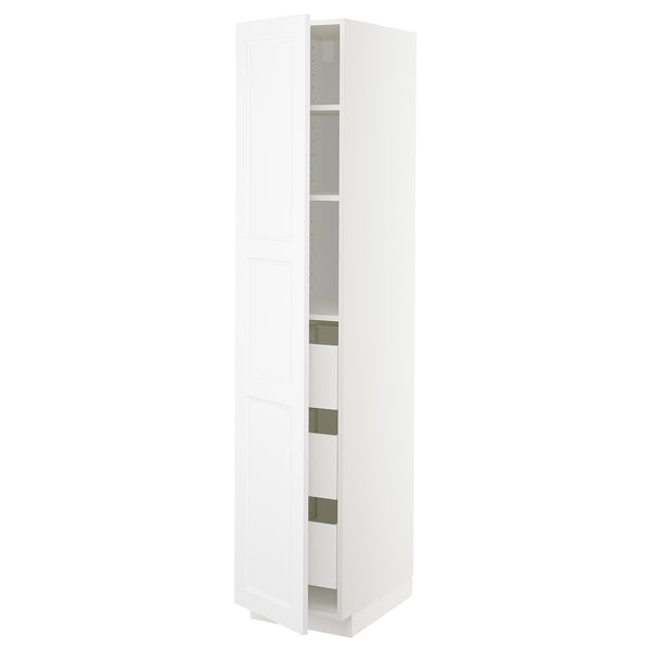 METOD / MAXIMERA high cabinet with drawers, white/Axstad matt white, 40x60x200 cm