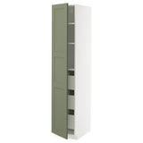 METOD / MAXIMERA high cabinet with drawers, white/Axstad grey-green, 40x60x200 cm