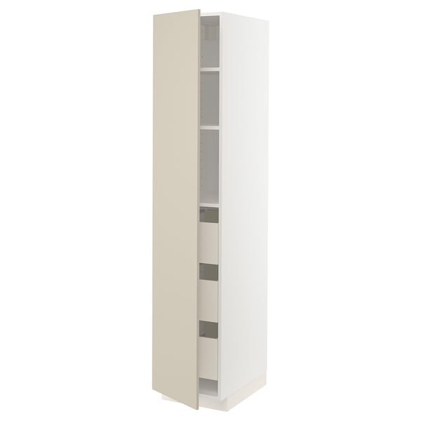 METOD / MAXIMERA high cabinet with drawers, white/Havstorp beige, 40x60x200 cm