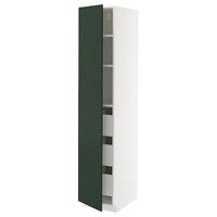 METOD / MAXIMERA high cabinet with drawers, white/Havstorp deep green, 40x60x200 cm