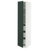 METOD / MAXIMERA high cabinet with drawers, white/Havstorp deep green, 40x60x200 cm