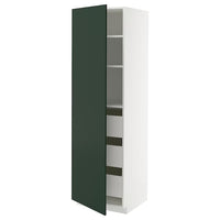 METOD / MAXIMERA high cabinet with drawers, white/Havstorp deep green, 60x60x200 cm