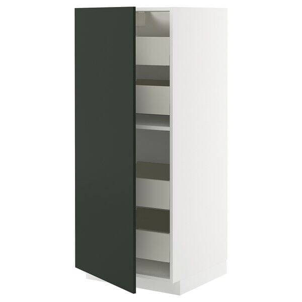 Ikea METOD / MAXIMERA - High cabinet with drawers, white/Havstorp deep green, 60x60x140 cm