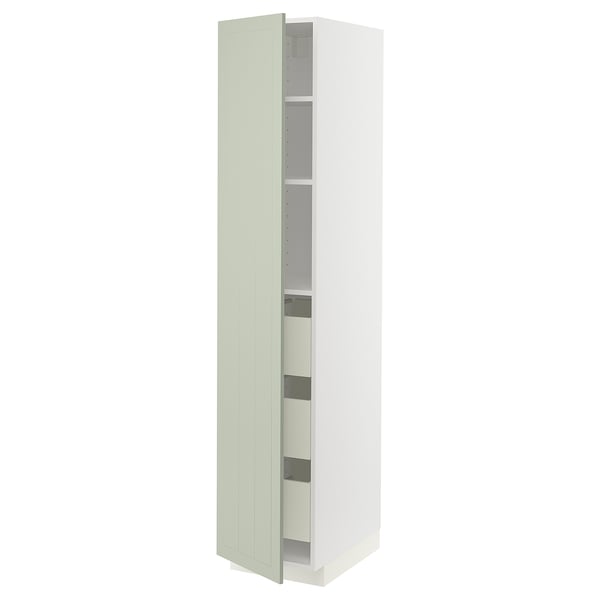 METOD / MAXIMERA high cabinet with drawers, white/Stensund light green, 40x60x200 cm
