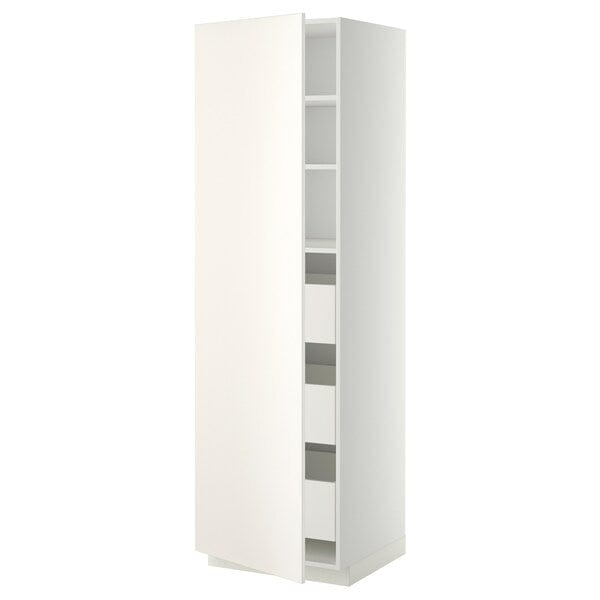 Ikea METOD / MAXIMERA - High cabinet with drawers, white/Veddinge white, 60x60x200 cm