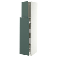 METOD / MAXIMERA hc w p-o func 1dr/4drw, white/Aspudden dark grey-green, 40x60x200 cm