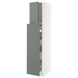 METOD / MAXIMERA hc w p-o func 1dr/4drw, white/Nickebo matt grey-green, 40x60x200 cm