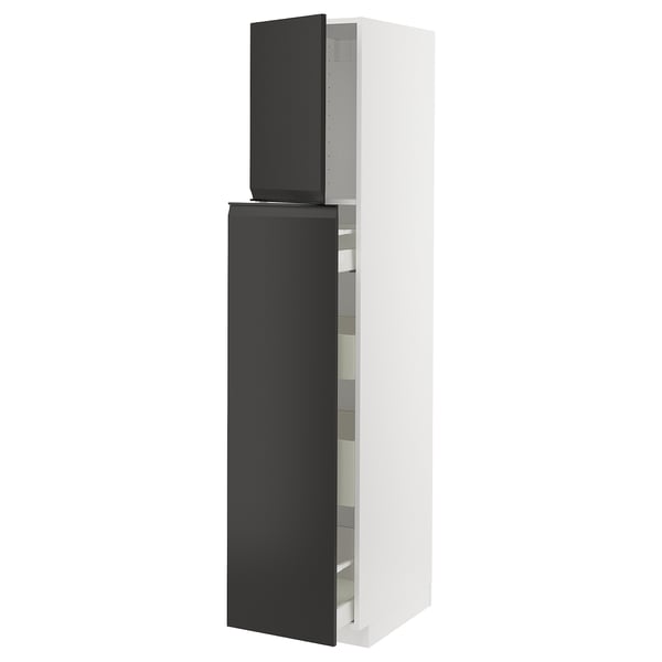 METOD / MAXIMERA hc w p-o func 1dr/4drw, white/Upplöv matt anthracite, 40x60x200 cm