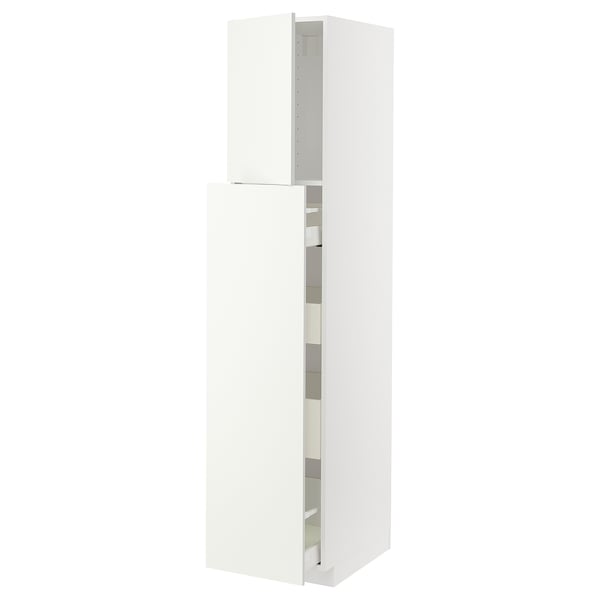 METOD / MAXIMERA hc w p-o func 1dr/4drw, white/Vallstena white, 40x60x200 cm