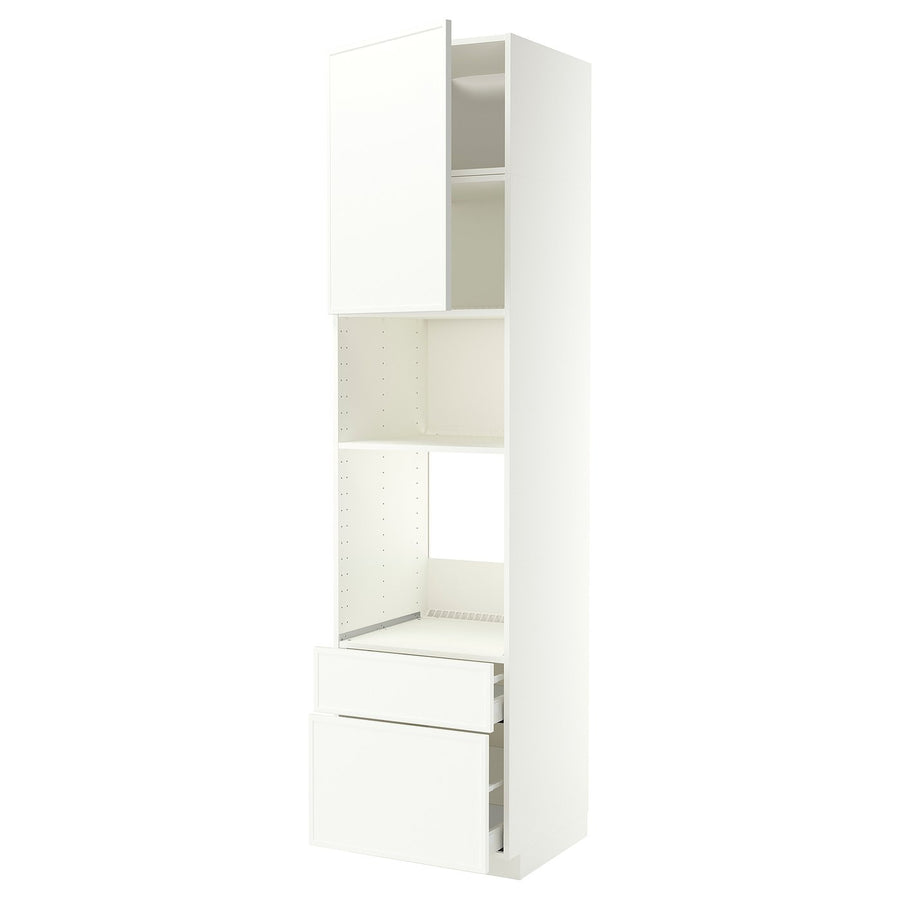 METOD / MAXIMERA high cabinet f built-in appliances, white/Aspudden matt white, 60x60x240 cm