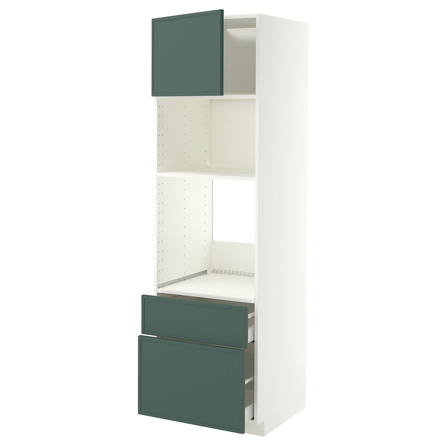 METOD / MAXIMERA high cabinet f built-in appliances, white/Aspudden dark grey-green, 60x60x200 cm