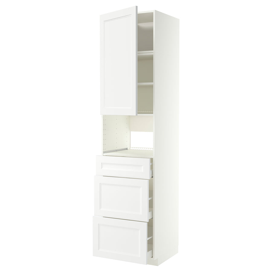 METOD / MAXIMERA high cabinet f built-in appliances, white/Axstad matt white, 60x60x240 cm