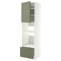 METOD / MAXIMERA high cabinet f built-in appliances, white/Axstad grey-green, 60x60x220 cm
