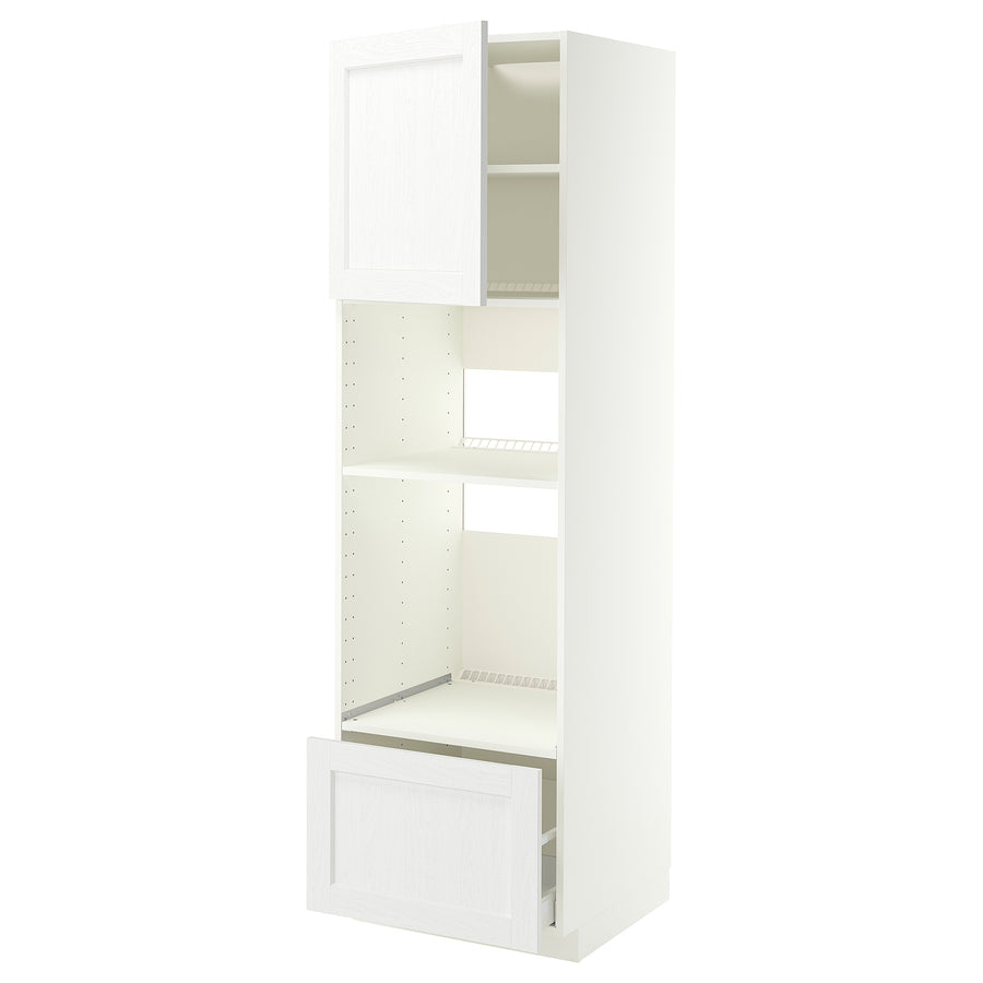METOD / MAXIMERA high cabinet f built-in appliances, white Enköping/white wood effect, 60x60x200 cm